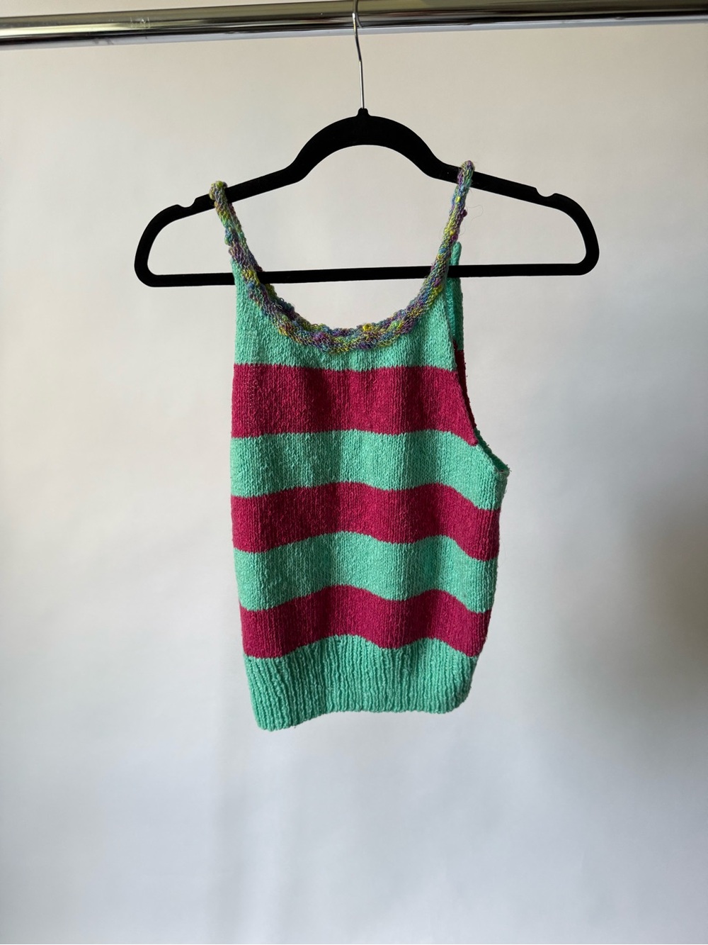 Striped Knit Tank Top in Mint & Magenta